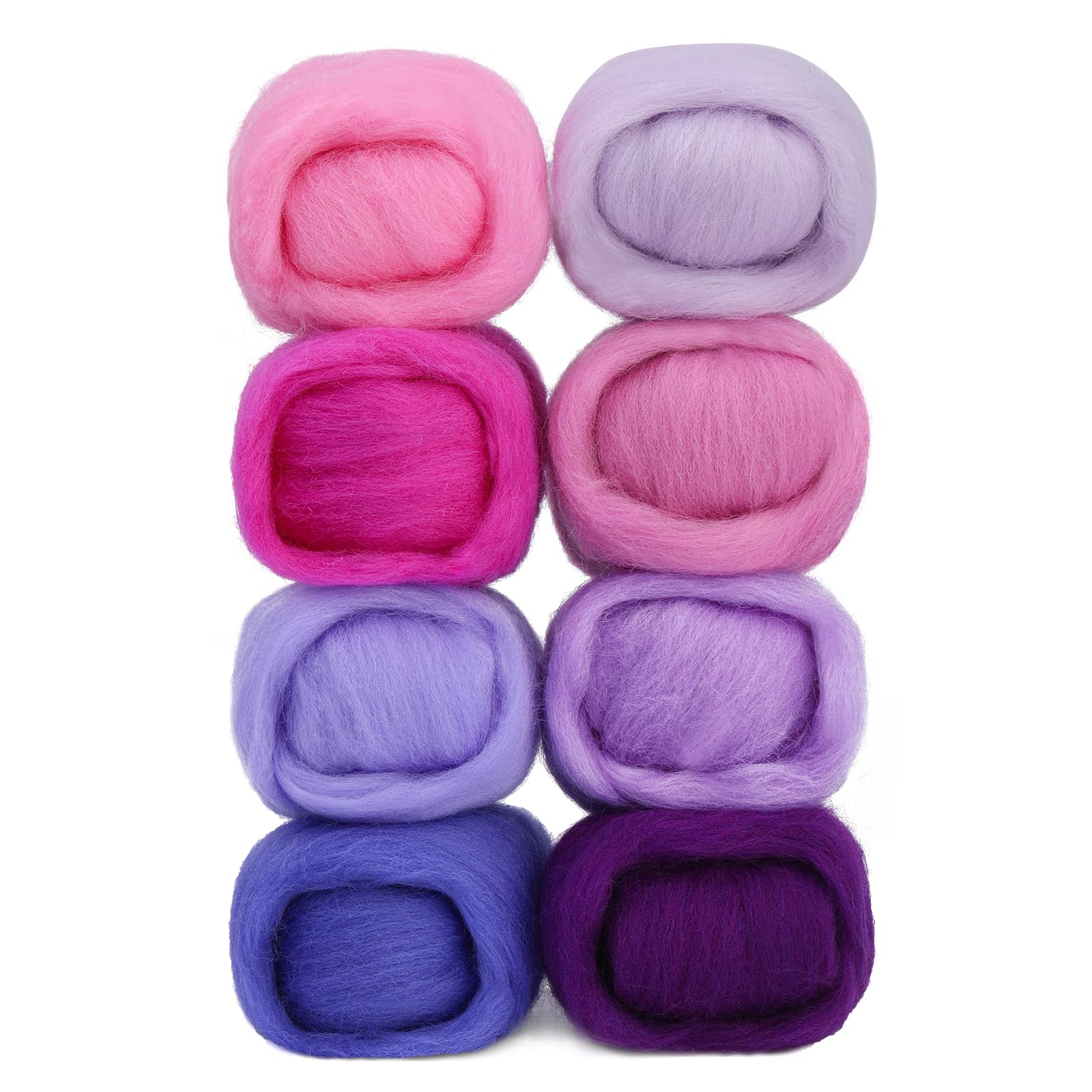 Namner 80 g Dry Felting Wool of 8 Colours, Needle Felting Accessory, Wool Roving Starter Kit, for Starter DIY Crafts, Frozen Grapes