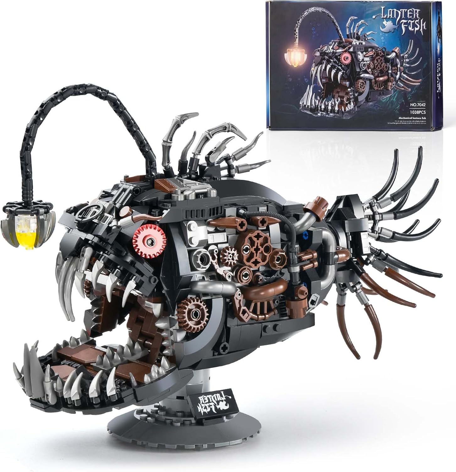 Mechanical Fish Building Sets for Adult,Ocean Animal Building Display with Light,Collection Decor for Home or Office,Creative Blocks Gift for Adults(1038PCS)