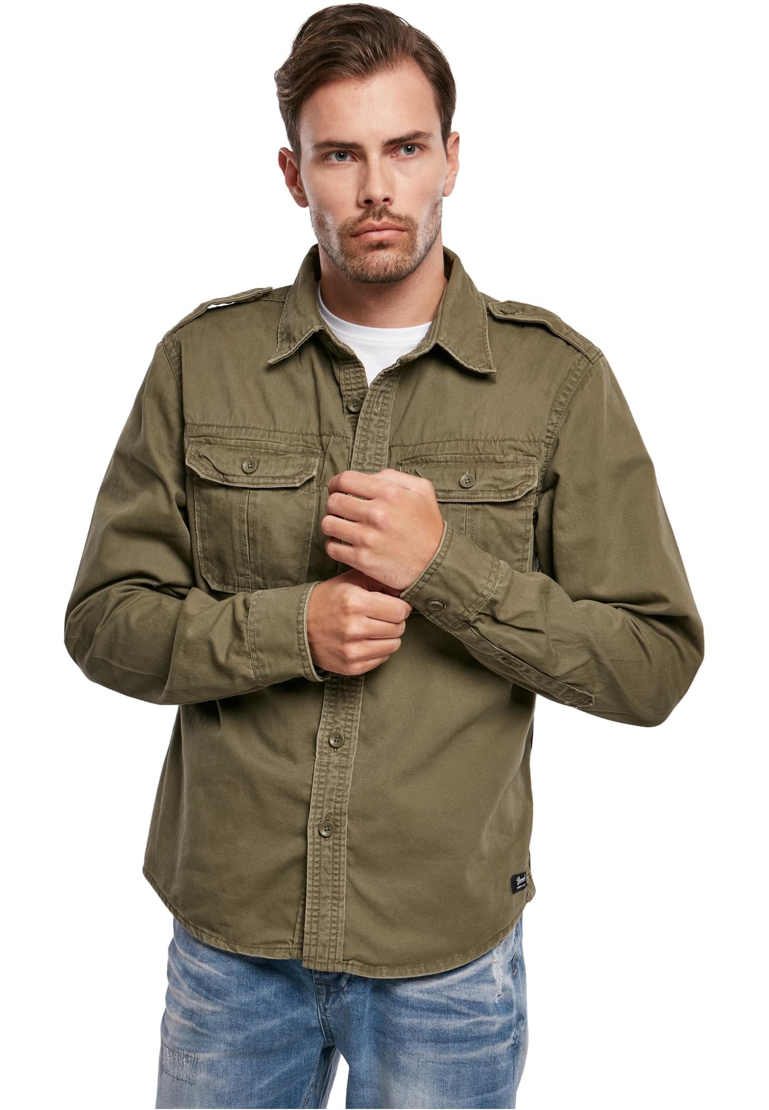 Brandit Vintage Shirt Long Sleeve, color: olive, size: 6XL