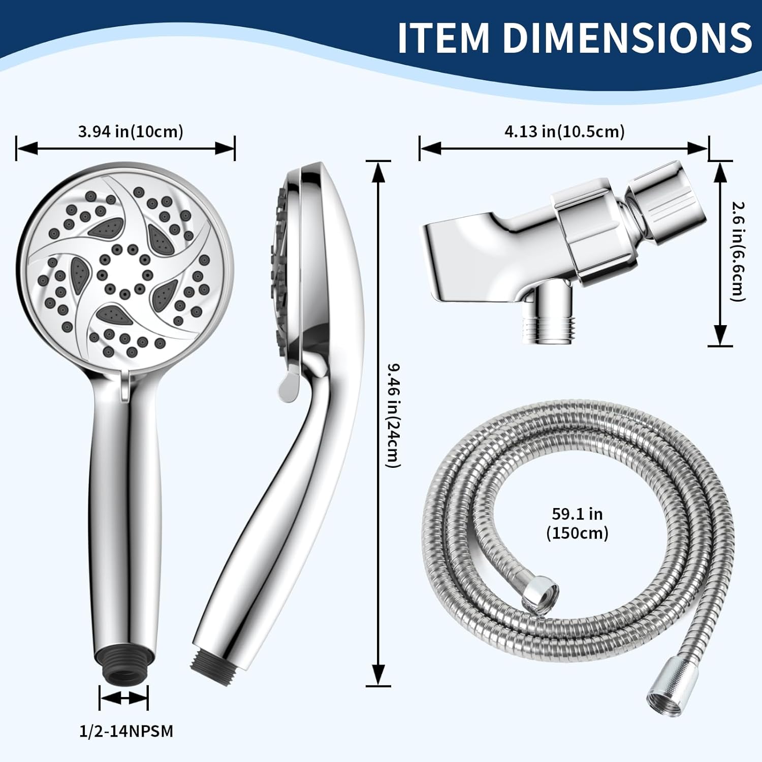 Hand Held Shower Head, High Prure 6 Spray Mode Handheld Showerhead,