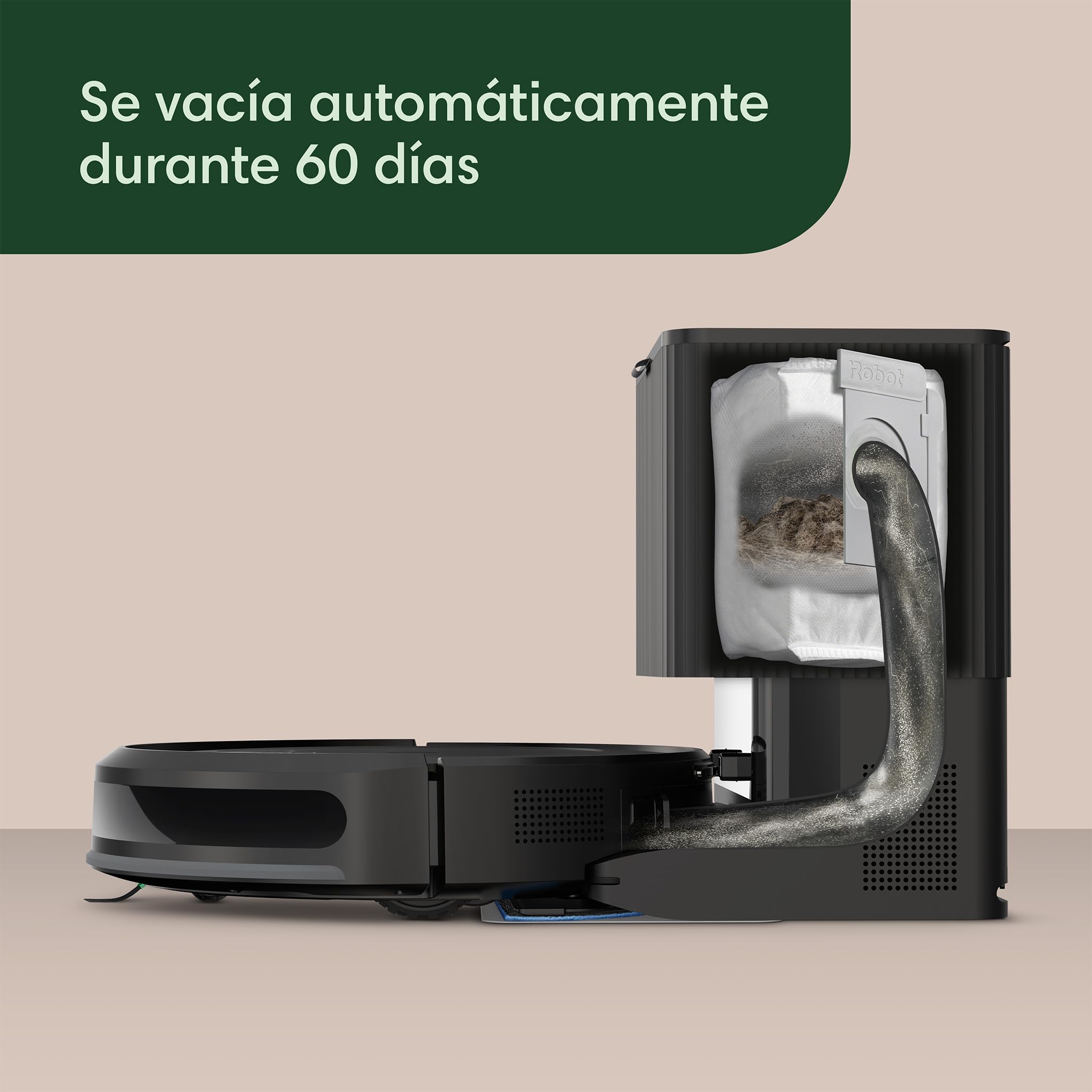 iRobot Roomba Combo 2 Essential y Base AutoEmpty con autovaciado para 60 días, Negro, 2en 1, 4 Fases Limpieza, Potente aspiración y fregado, 4 Niveles succión, Recarga y reanuda, App