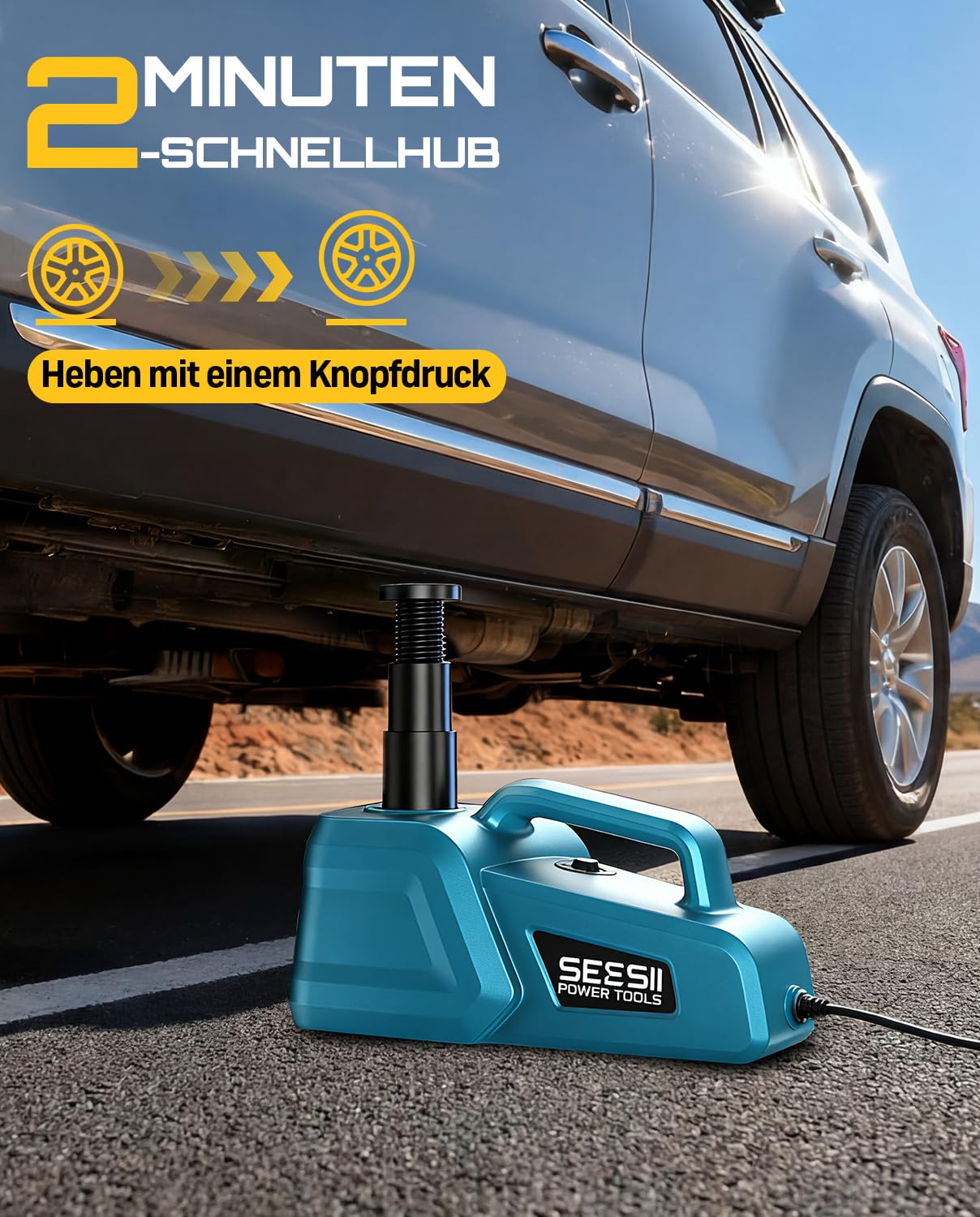 SEESII Wagenheber Hydraulischer 5T 3T: 12V Wagenheber elektrisch mit Fernbedienung & LED Licht, 15,5-45 cm Hubbereich tragbares Werkzeug für Auto/SUV/LKW Notfall Reifenwechsel & Garagenreparatur