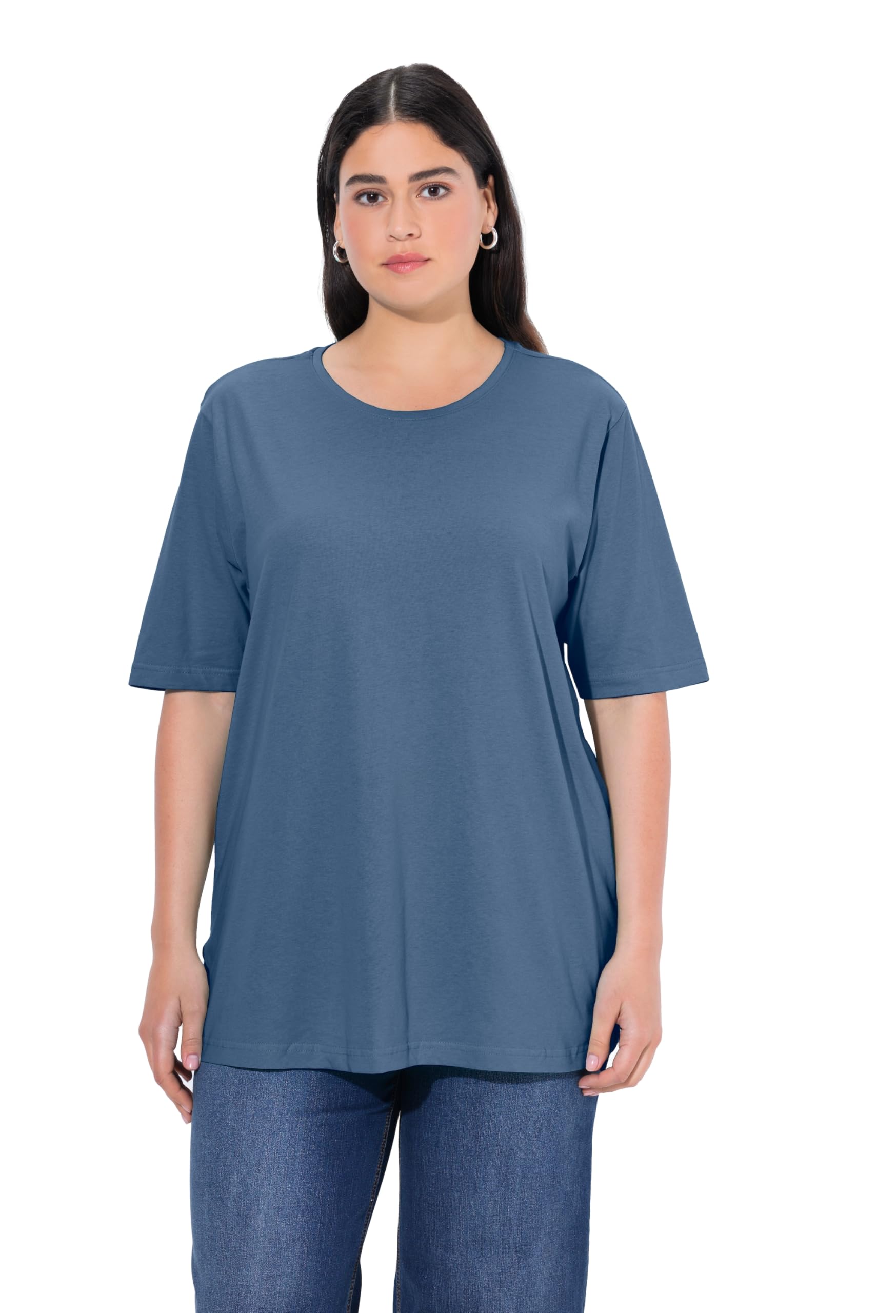 Ulla Popken Women's Basic-Shirt, Rundhals T, Denim Blue, 24 UK/26 UK