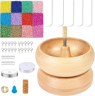 Bead Spinner Bowl with 5 Beading Needles, Spin Beading Bowl for Jewelry Making, Waist Bead Spinner with Seed Bead Kit, Stringing Bead Loader Holder