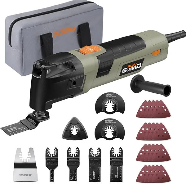 Funguard Oscillating Tool 300W, 6 Variable Speeds 22000 OPM Electric Corded Multi-tool with 3.5°Oscillation Angle, Quick Change Blade System,30pcs Accessories for Cutting, Sanding, Grinding, Scraping