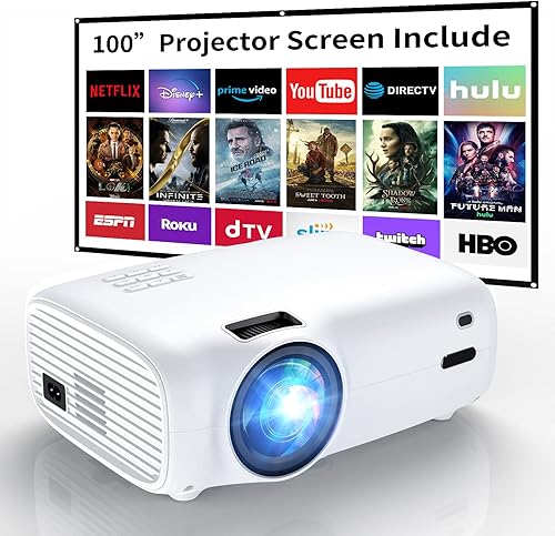 Proyector de película para exteriores 6500L, compatible con 1080P, proyector portátil compatible con PS5, HDMI, USB, VGA, para cine en casa y