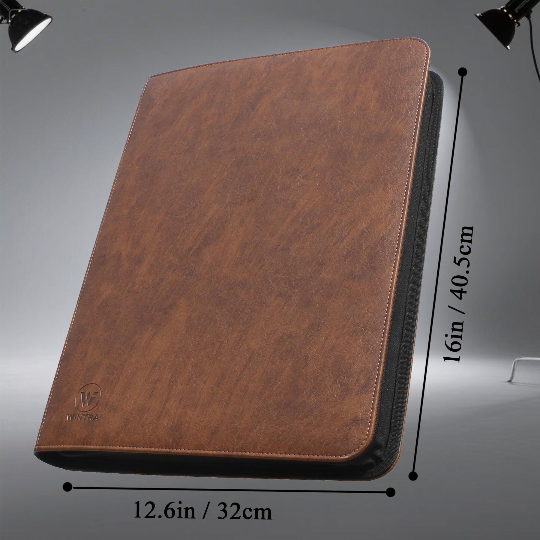 Classeur élégant en cuir marron à 9 poches, peut contenir 324 emplacements par le haut, album de cartes à 9 pochettes pour porte-cartes rigides de 7,6 x 10,2 cm, excellent cadeau pour les