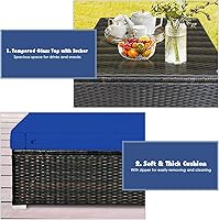Vista 8 de COSTWAY Juego de muebles de ratán para patio al aire libre, 5 piezas, conversación seccional con cojines azul marino