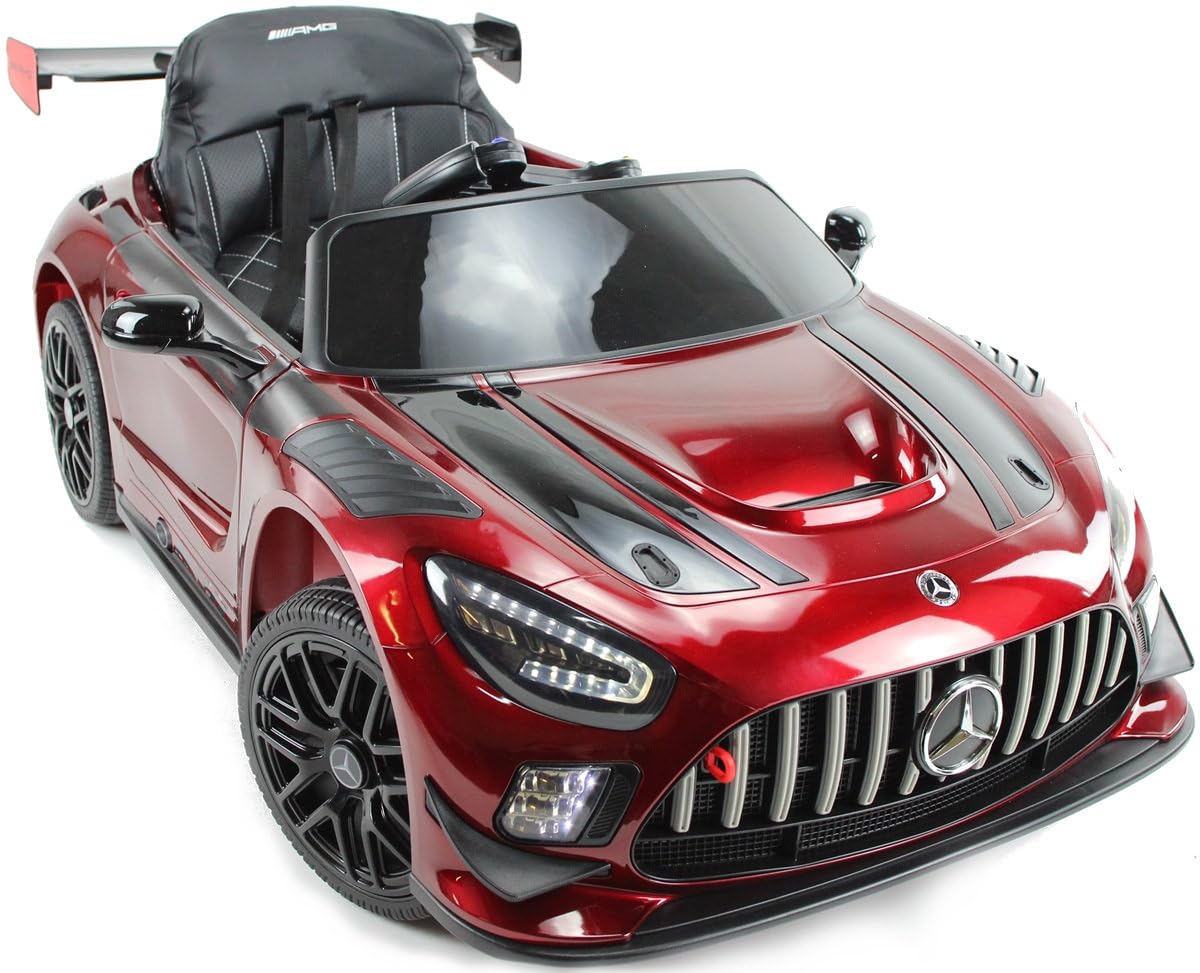 Playhouse Mercedes GT3 4x4-4 Motoren, Bluetooth, Lizenz, Ledersitz, Lackiert, 2 Stoßdämpfer, Eva Räder, 12V 9ah, Fernbedienung,Kinder Elektroauto, Kinderauto Kinderfahrzeug (Rot)