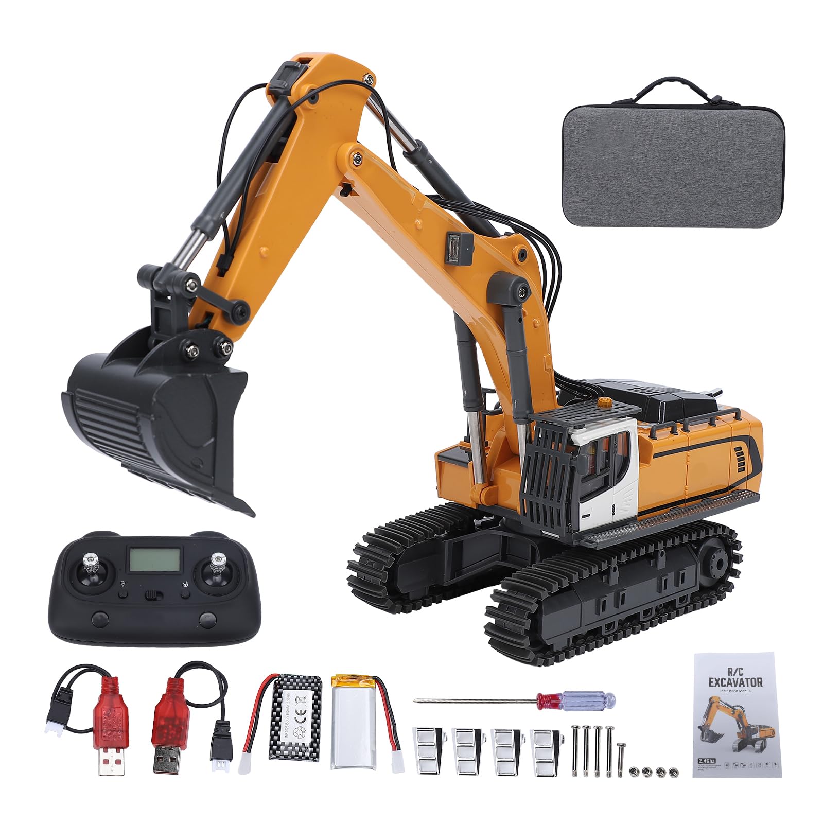 Excavadora Teledirigida a Escala 1/50 con Luces LED y Efectos de Sonido para un Modelo Realista de Maquinaria de construcción. Vehículo Teledirigido de 2,4 GHz.