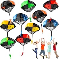 OJYUDD 10-Pack Tangle-Free Parachute Toys for Kids - 5 Vibrant Colors, Flying Fun Indoor/Outdoor, Party Favors & Gifts