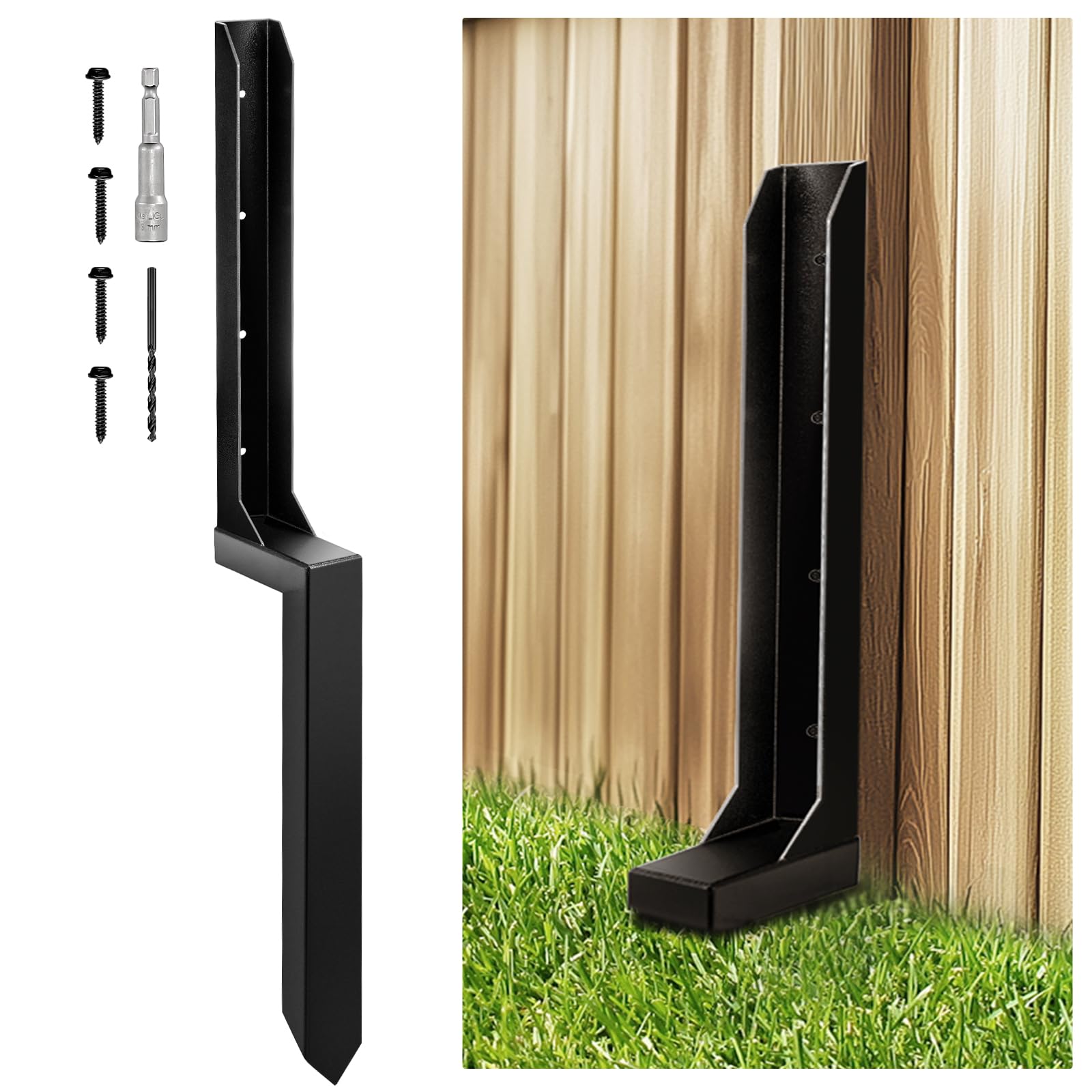 GreenWhim 1 Pack Fence Post Repair 85cm (33.5") One-Piece Heavy Duty Fence Post Repair Spike Ground Spike for Reinforcing Damaged or Broken Wooden Posts