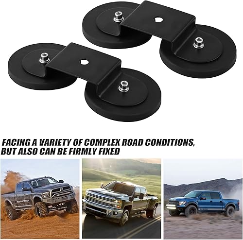 Miniatura 4 de PACEWALKER Soporte de barra de luz magnética, 2 soportes universales de montaje de luz de trabajo, soporte fuerte con funda de goma para lámpara de