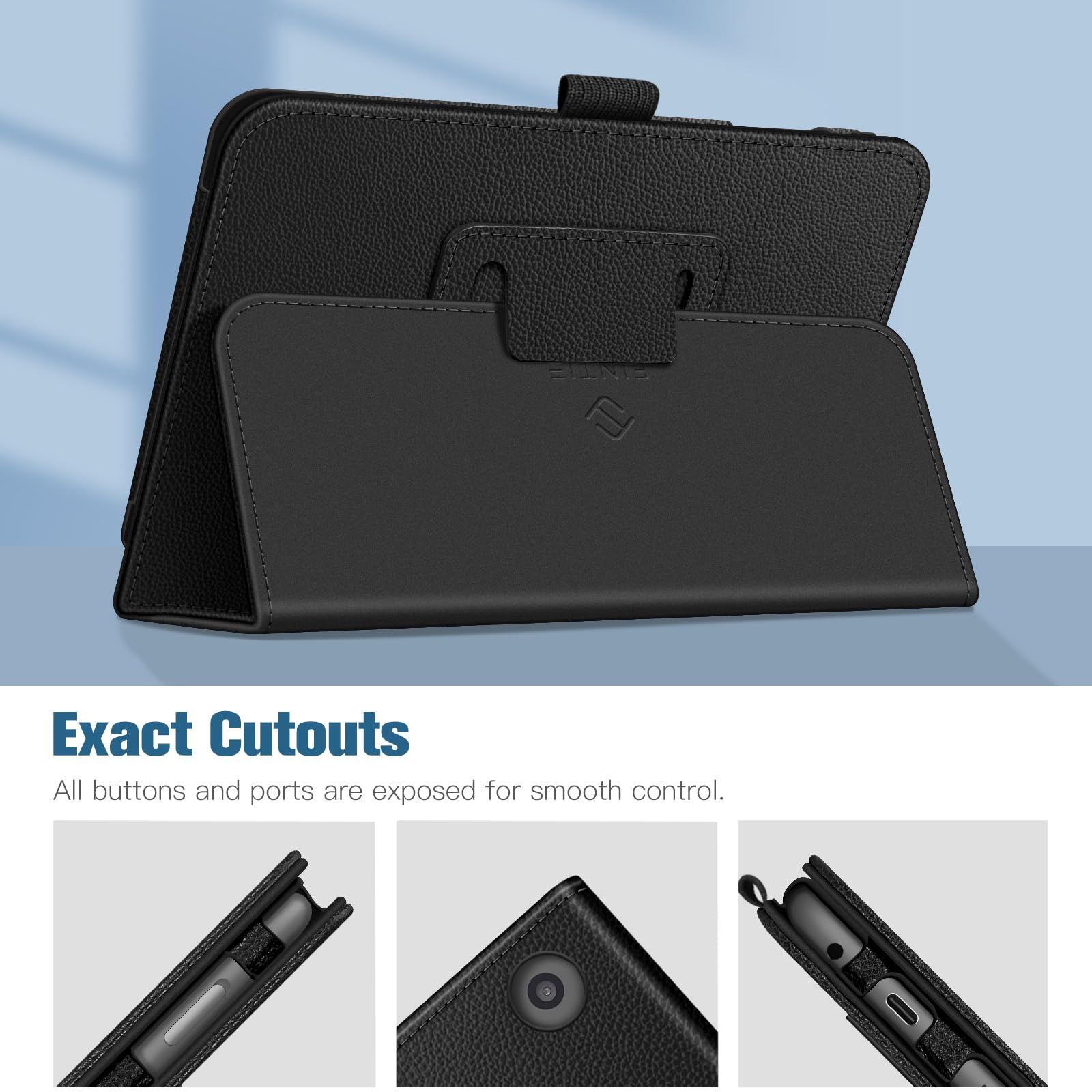 Funda tipo folio para tablet Fire 7 (12ª generación, versión 2022), último modelo, piel vegana de alta calidad, delgada, plegable, con función de reposo/encendido automático, color negro 7