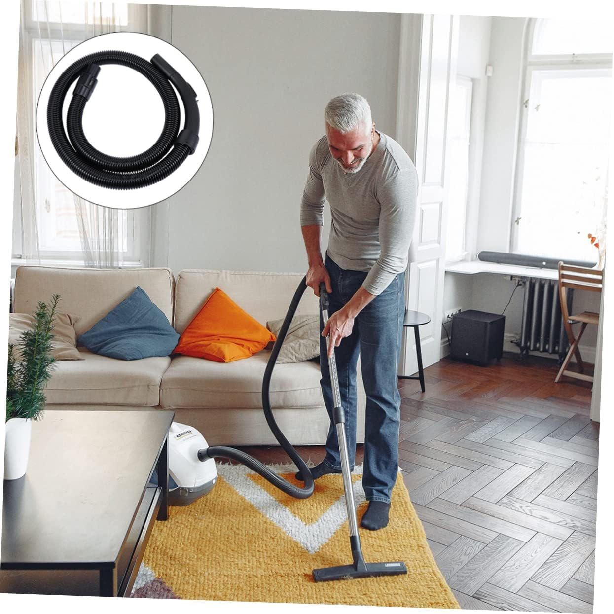 Vacuum Cleaner Hose Accessory 72.83 Inch Flexible Power Tool Dust Collection Hose Compatible with Orbital Sanders Palm Sanders and Shop Vacuums for Efficient Workshop Cleanup