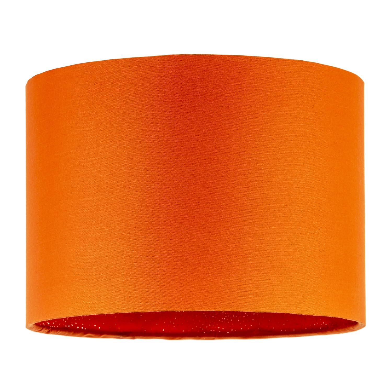Contemporary Drum Lamp Shade in Vibrant Orange Cotton Blend Fabric | 30cm x 20cm | Velvet Inner Lining with Shiny Speckled Stars by Happy Homewares