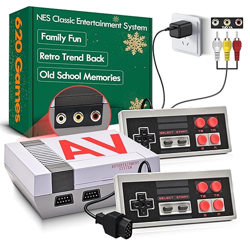 2025 Retro Gaming Console with NES Classic Games 621,HDMI Plug & Play Mini System with 2 Wired Controllers, Vintage Entertainment Gift for
