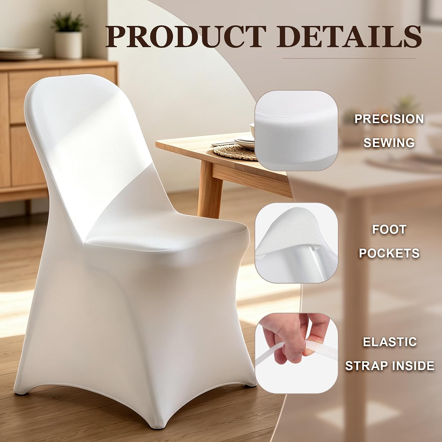 6Pcs Stretch Spandex Folding Chair Covers, Stretch Fitted