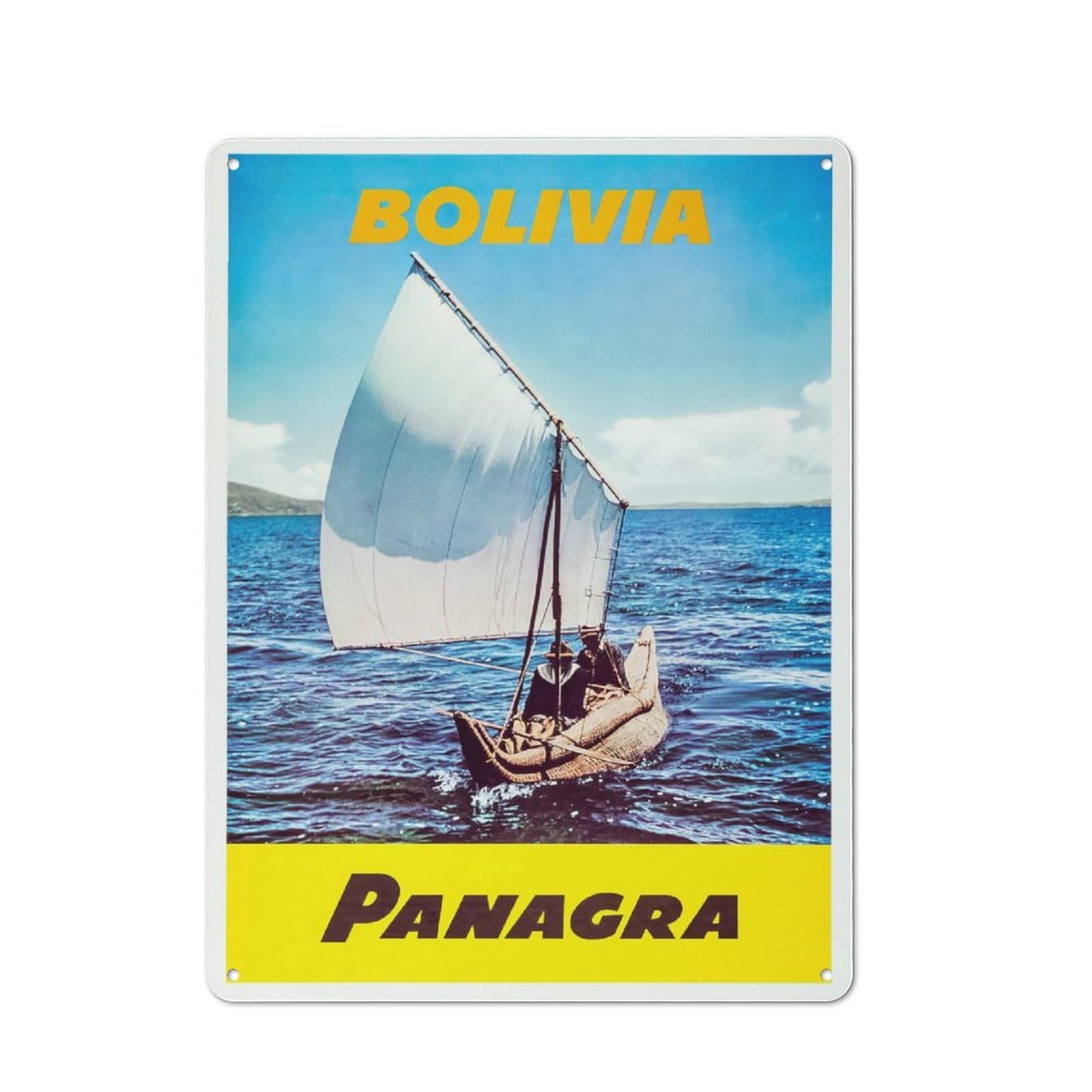 Junmoney Style-23 Metal Wall Plaque With Bolivia Panagra Travel Design 40X30cm, Retro Room Wall Plaque For Home, Shop, Pub Or Studio Wall