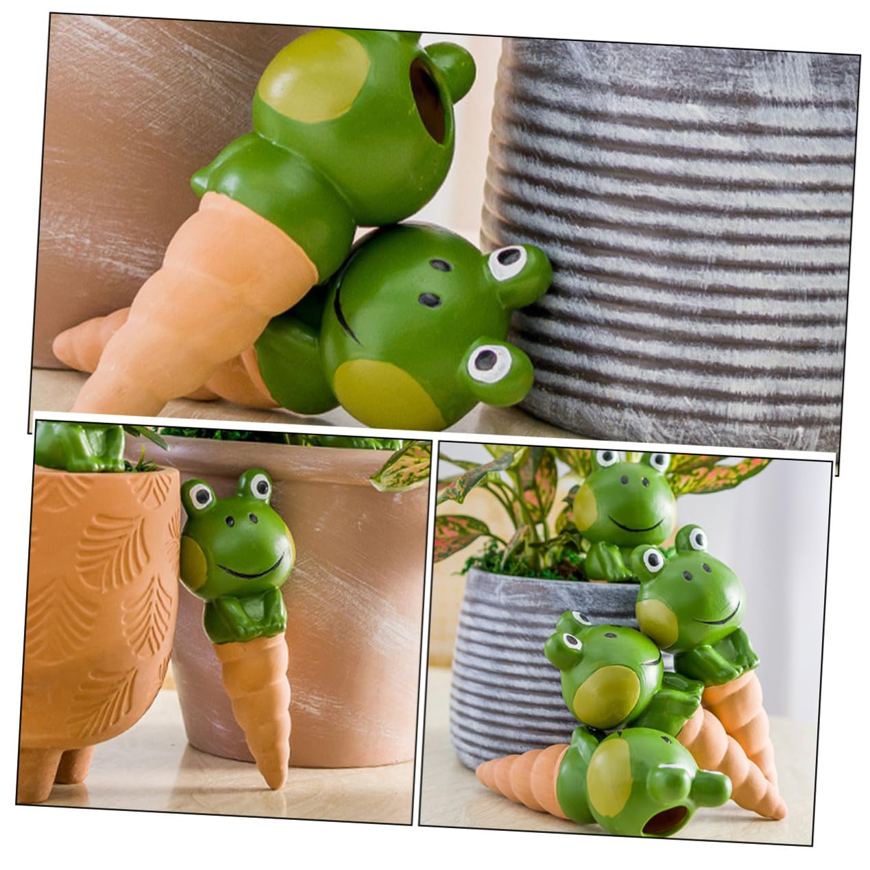 4 Stück Automatische Bewässerungskugeln Frosch Design Pflanzenspikes für Zimmerpflanzen und Garten Selbstbewässernder Wasserspender für Innen Außenpflanzen