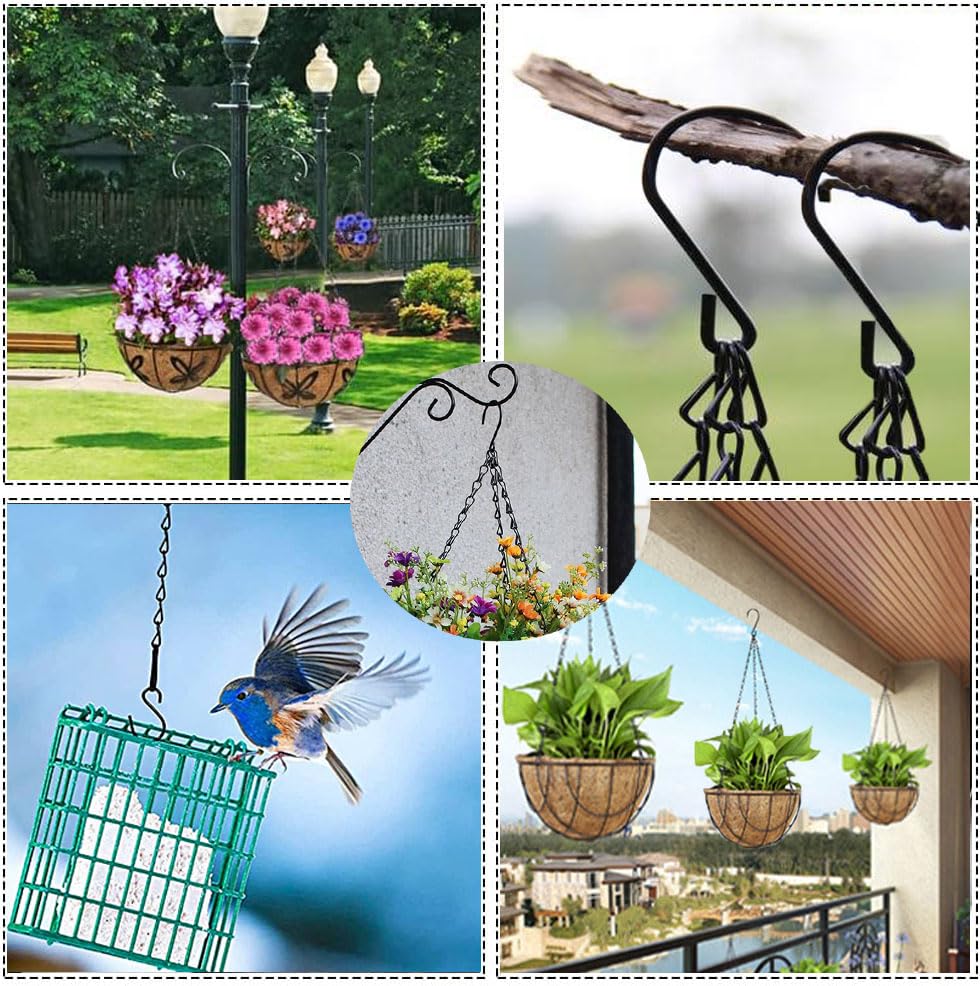 8 Catene Sospese In Metallo Per Vasi - Ganci A S Per Piante, Lanterne E Decorazioni (Nero) - Foto 5