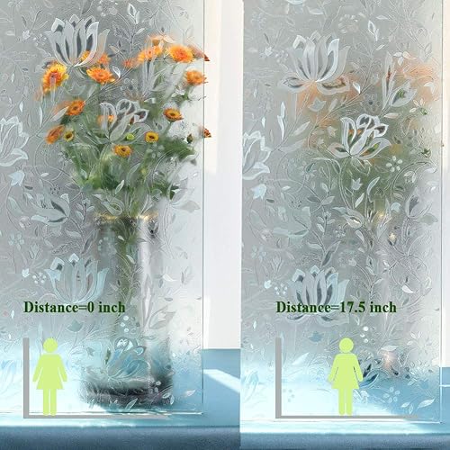 Miniatura 5 de Película decorativa de tulipán, sin pegamento, película de privacidad esmerilada, película de puerta de vidrieras, reflectante estática, control de