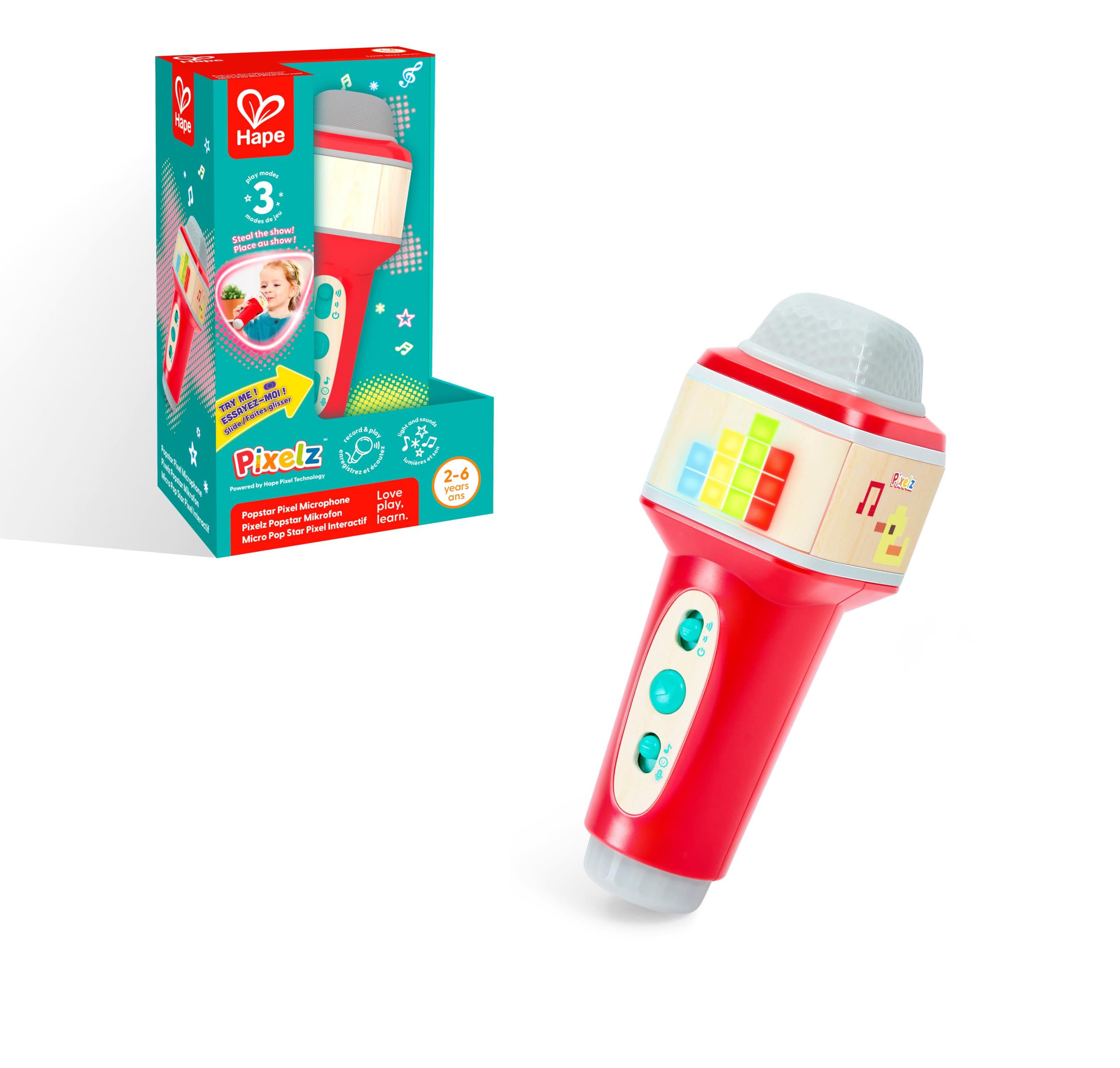 Popstar Pixel Kids Toy Microphone with Voice Changer and Recording Function, Interactive…