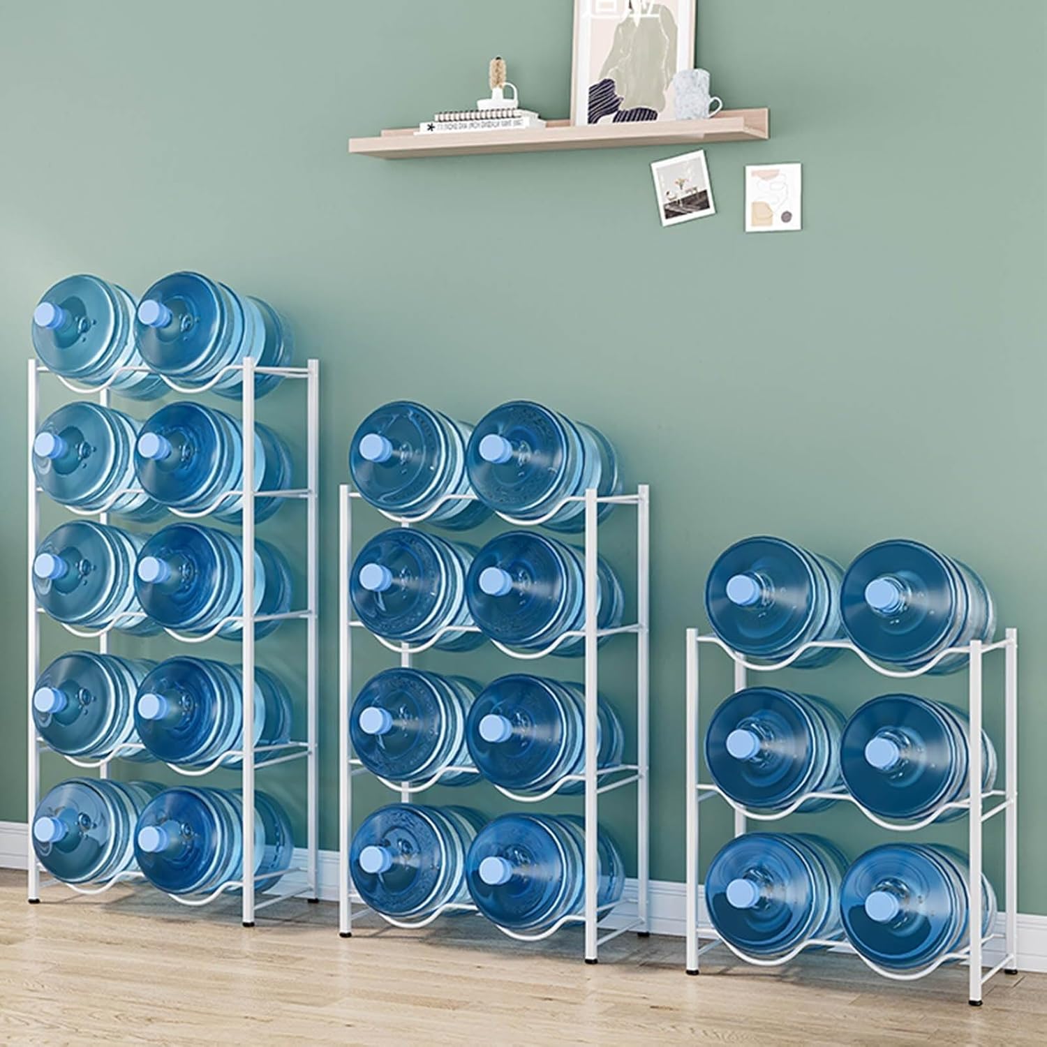 Heavy Duty 5 Gallon Water Bottle Storage Rack, Stackable Water Cooler Jug Holder, Large Capacity Double Row Organizer(64 * 34 * 75cm)