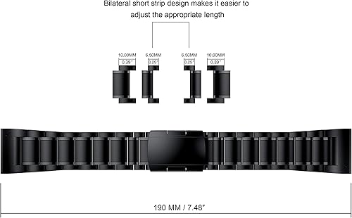Vista 6 de Correa compatible con Fenix 8 de 2.008 in/Fenix 7X/Fenix 6X, banda de metal de titanio de 0.86 pulgadas, correa de repuesto de ajuste rápido