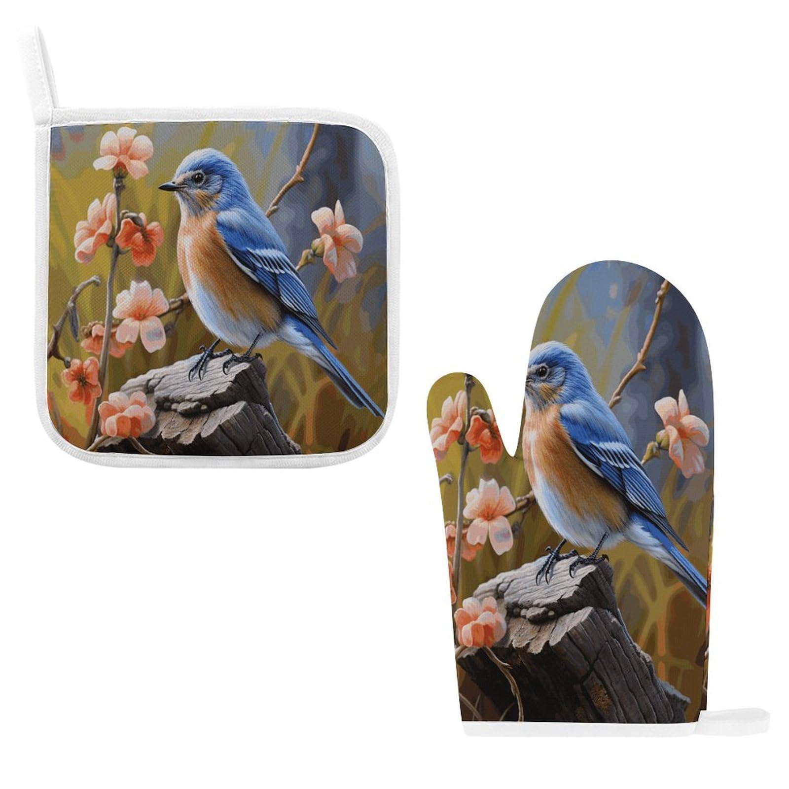 Fodpand Style Eastern Bluebird Oven Mitts And Pot Holders Sets