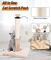 Vista 3 de Happi N Pets Postes rascadores de gato de 22 pulgadas para gatos de interior, poste rascador para gatos, rascador de sisal para gatos, poste