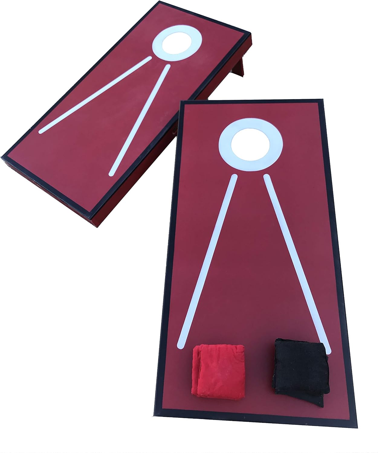 Premium Corn Hole Set, Durable Plywood Construction (Red and Black)