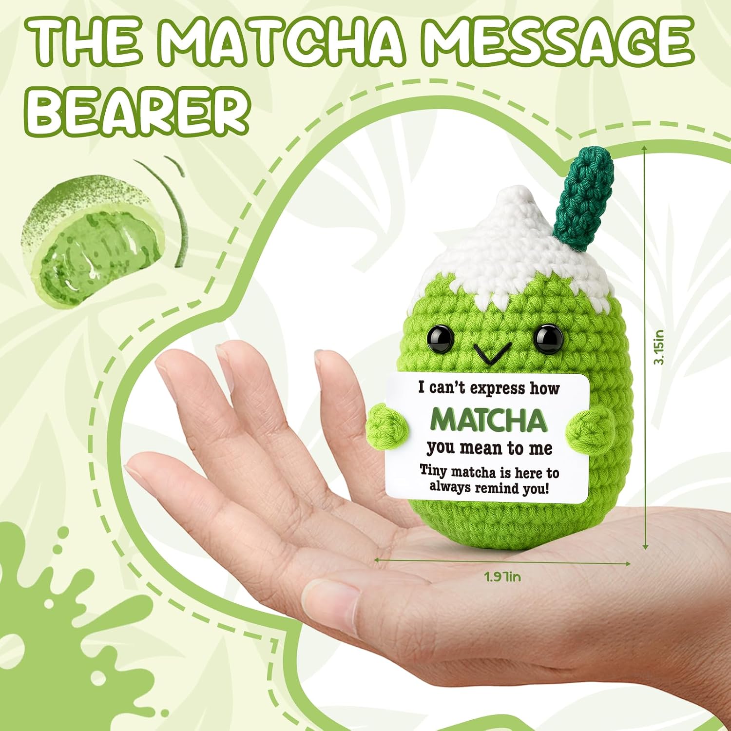 How Matcha You Mean to Me Crochet Decor Funny Christmas Valentine's Day Present for Him Her, Handmade Appreciation Gift Idea for Partner Friend Coworker, Stocking Stuffer