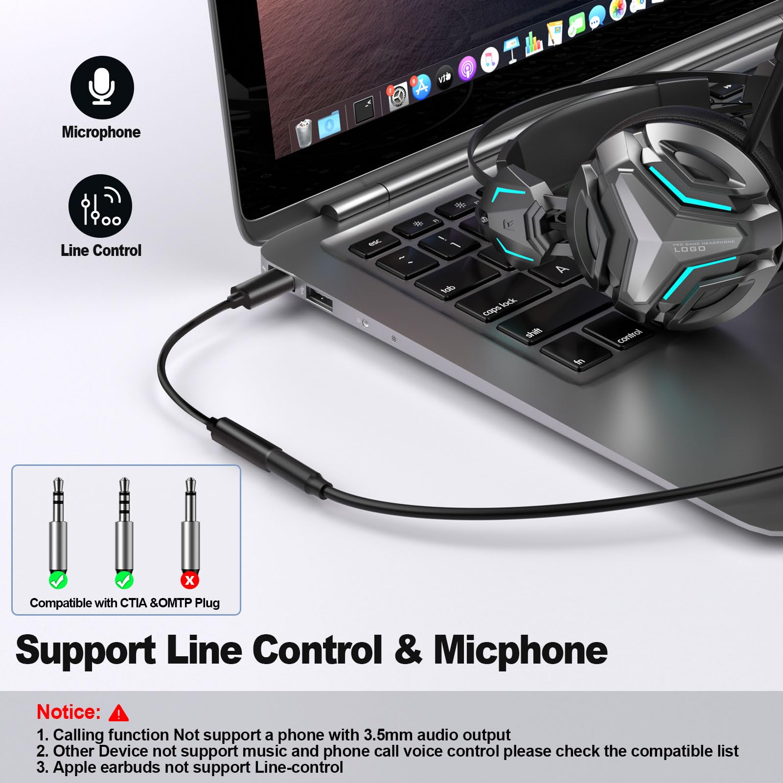 USB C auf 3,5 mm Adapter (2 Stück, weiß) – DAC-Audio-Konverter für iPhone 15/Pro, Samsung S23, iPad Pro, Pixel 7-16bit/48kHz AUX-Adapter mit Mikrofon für Auto, Gaming