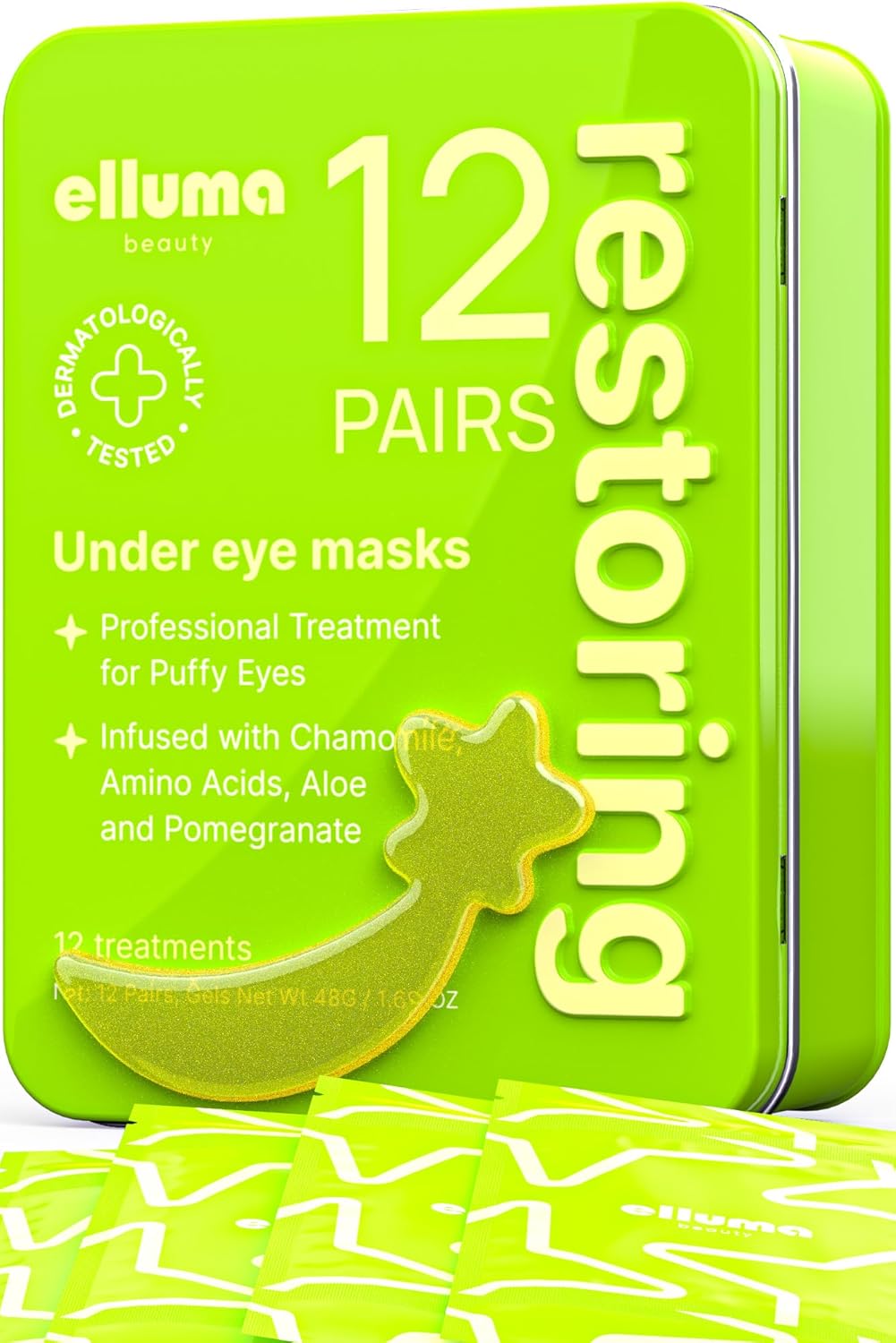 Under Eye Patches 12 Pairs of Valentines Day Gifts Themed Hydrogel Eye Gel Pads - For Puffy Eyes and Dark Circles, Under Eye Bags, Wrinkles - Restoring Set with Chamomile