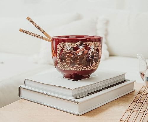 Miniatura 7 de Harry Potter - Juego de vajilla de cerámica japonesa de anime Trio incluye cuenco de fideos ramen de 20 onzas y palillos de madera juego de platos