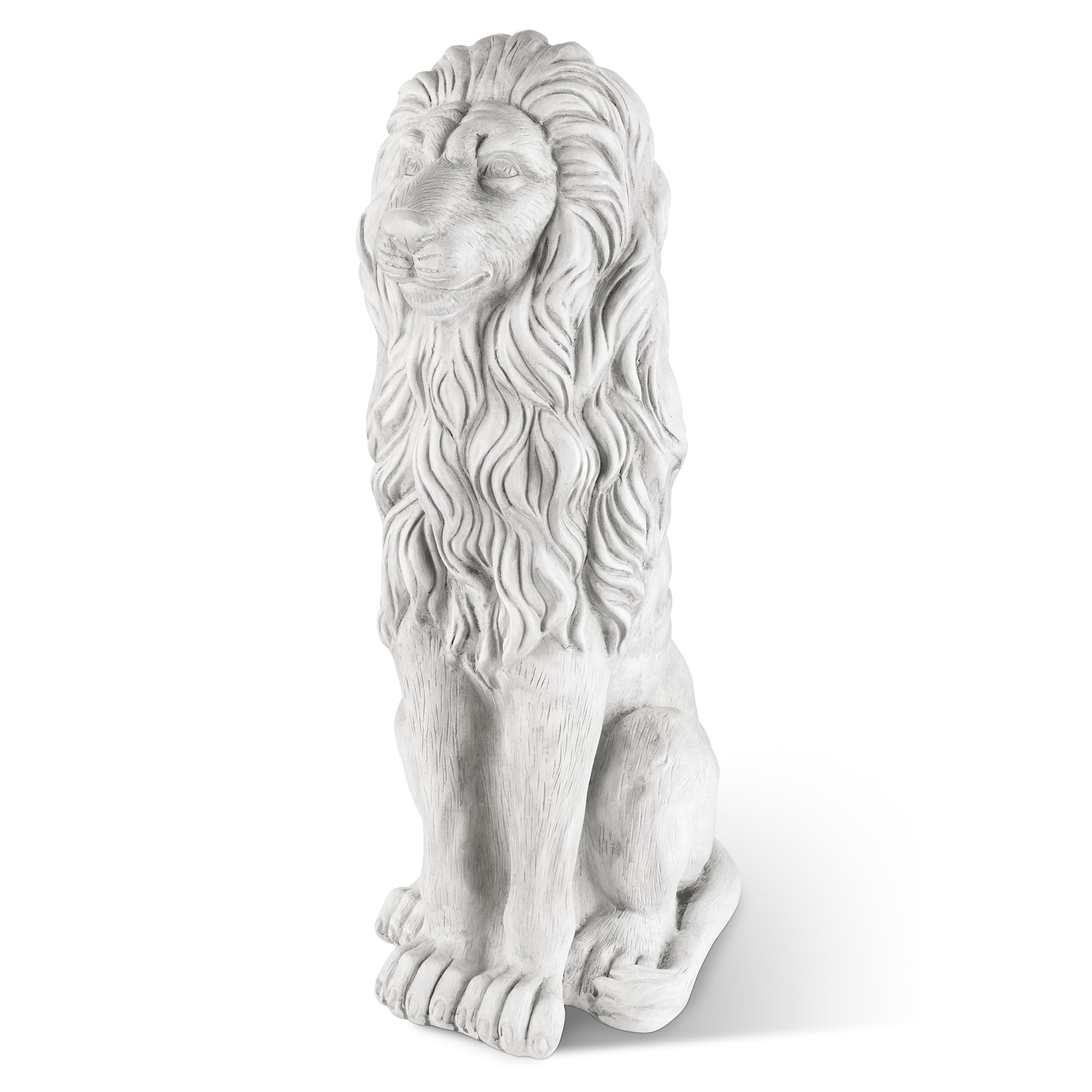 Statue lion gardien Glitzhome : sculpture légère en fibre de verre résistante au gel