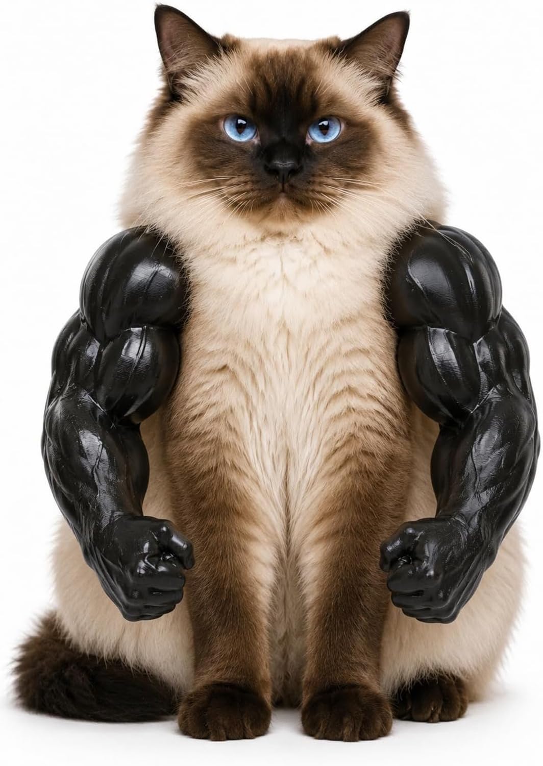 AFGQIANG Cat Muscles Arms,Muscle Arms for Cats,Comfortable Pet Shoulder Attachment for Feline Cosplay, Lightweight Toy, Pet Accessory (Black)
