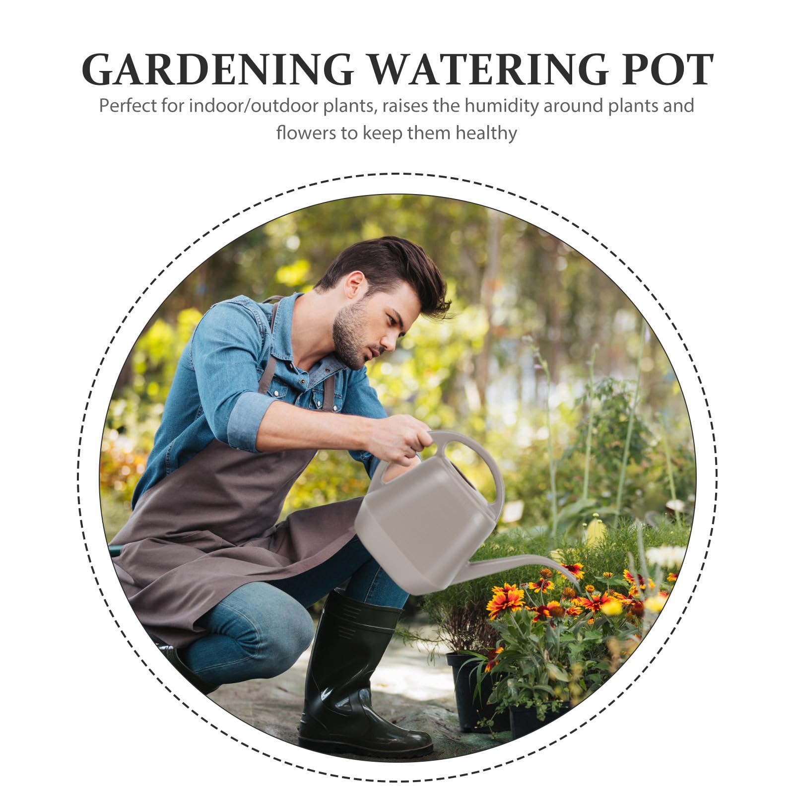 Regadera Rociador de Boca Larga de 4l para Riego de Suculentas y Plantas de Interior, Herramienta de Jardinería Duradera de Abs Color Café