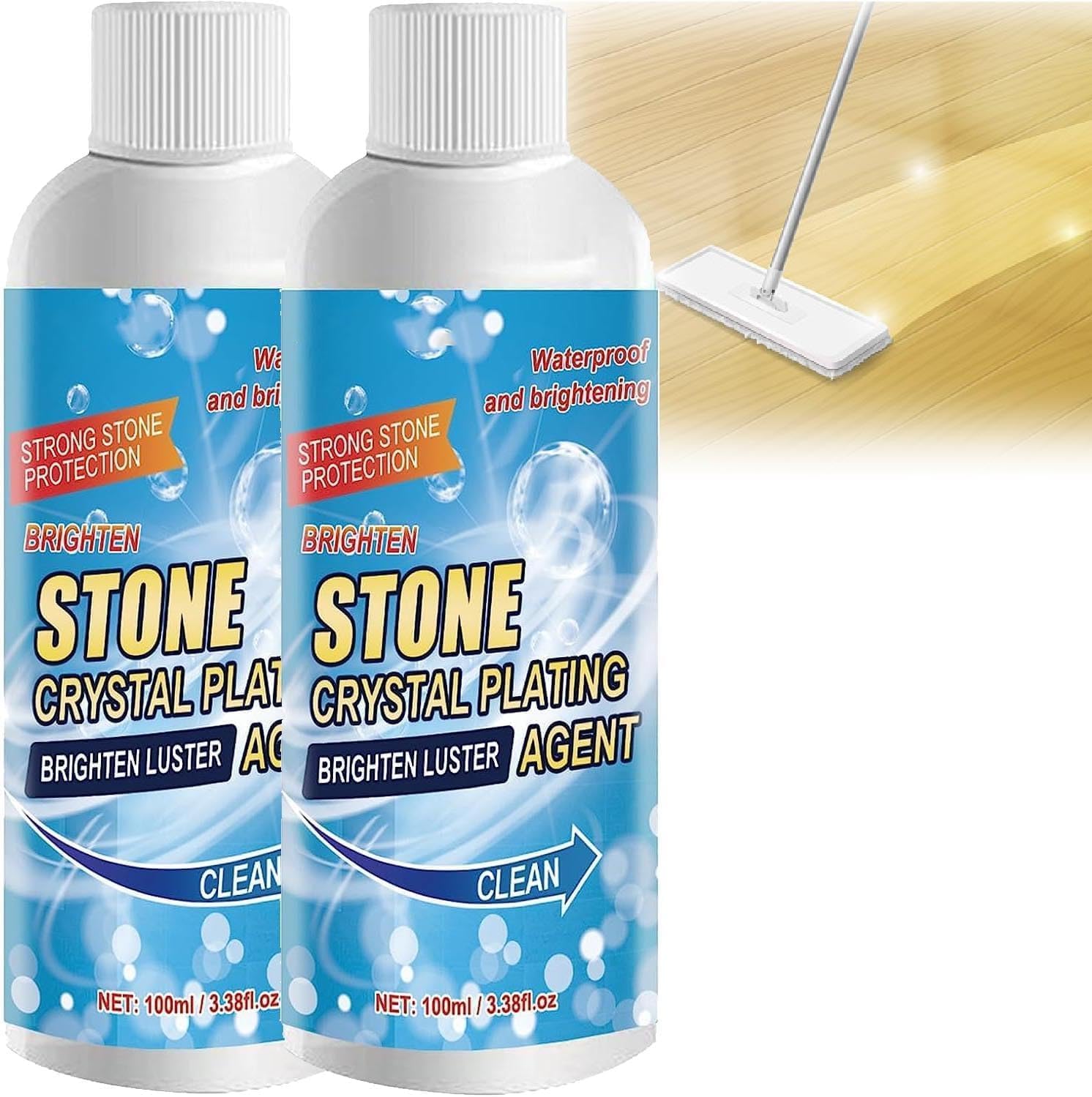 2Pcs Stone Stain Remover Cleaner,Nano Stone Crystal Plating Agent,Marble Stone Cleaner Polishes,Crystal Plating Agen for Kitchen, Patio, Backyard Marble Cleaner and Polish