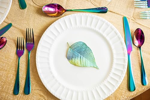 Miniatura 8 de Nicole Miller - Juego de cubiertos de 20 piezas, diseño de arcoíris, modernos utensilios de cocina de acero inoxidable para un comedor elegante,