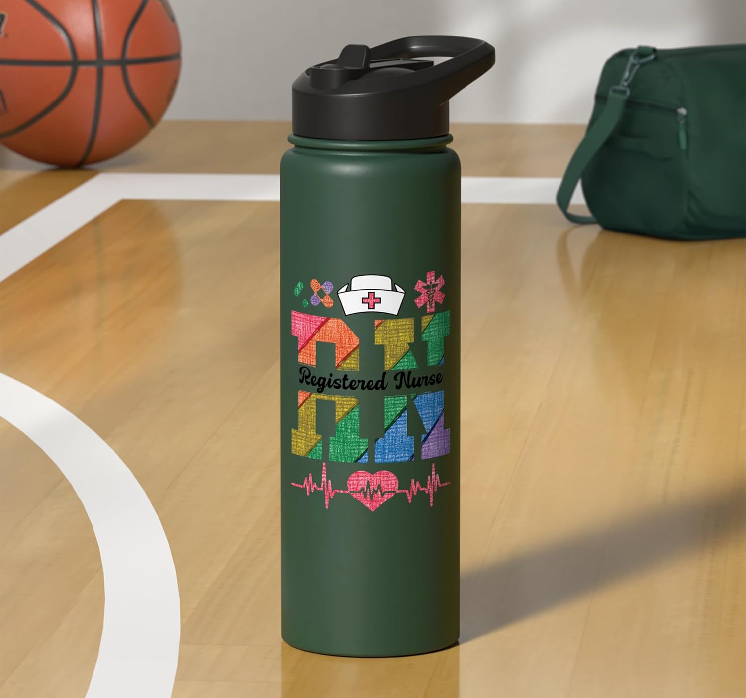 Registered Nurse Rainbow RN Pride Medical Healthcare LGBT Stainless Steel Insulated Water Bottle