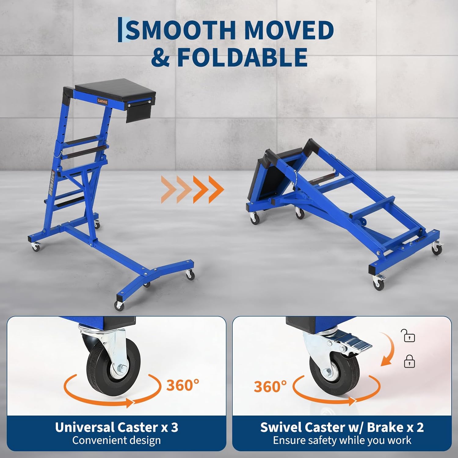 PeakPursuit 400LBS Engine Creeper for Trucks, High Top Over Engine Creeper, Adjustable Height 51-71in,Easy to Fold,Back-Saving for Mechanics Long Time and Lifted Automotive Repair