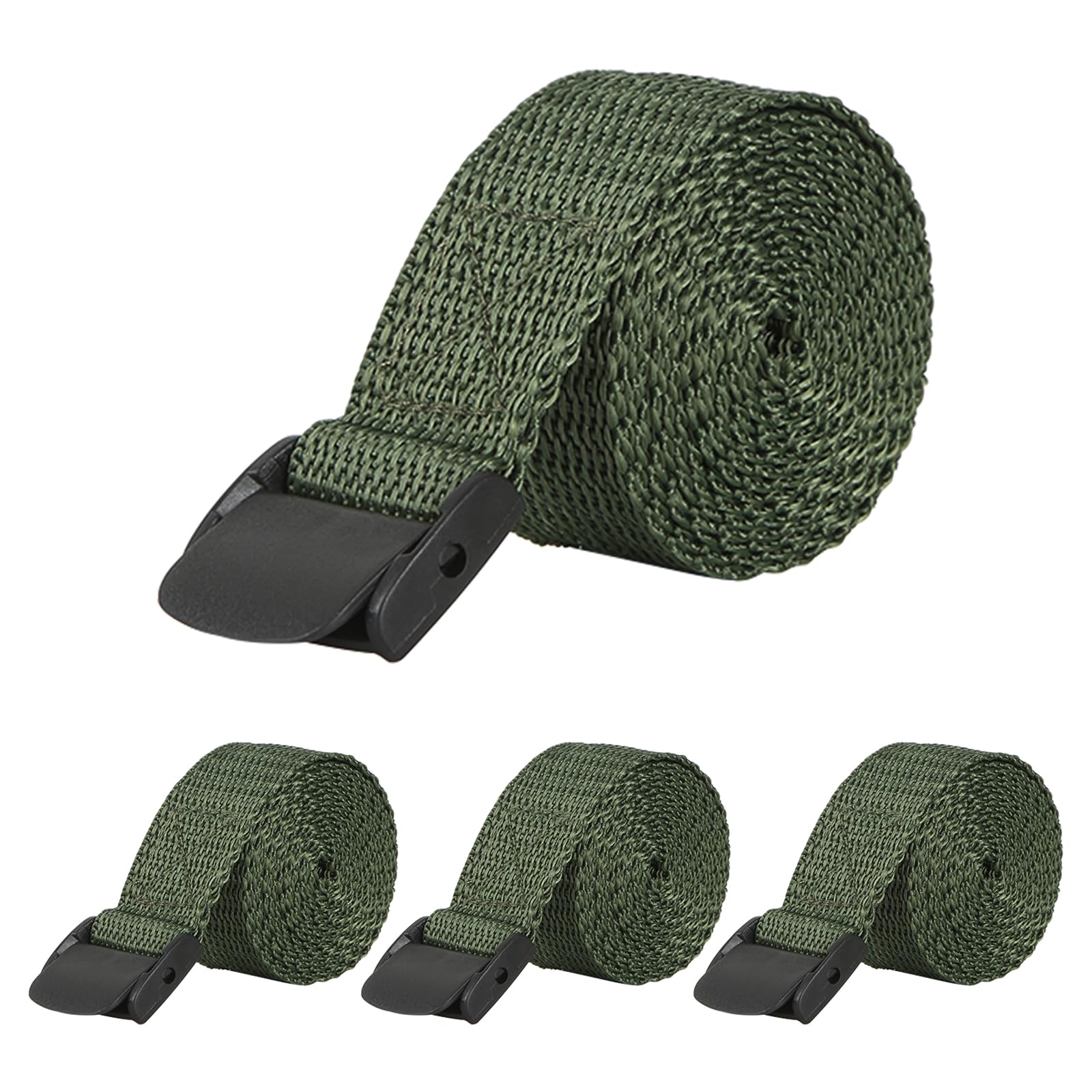 Acuxiaza 4 PCS Green Trail Camera Straps Wildlife Trail Camera Mounting Straps 145cm Heavy Duty Nylon Straps with Cam Buckles Tie Down Cinch Straps Nylon Fiber Straps for Hunting Camera Accessories