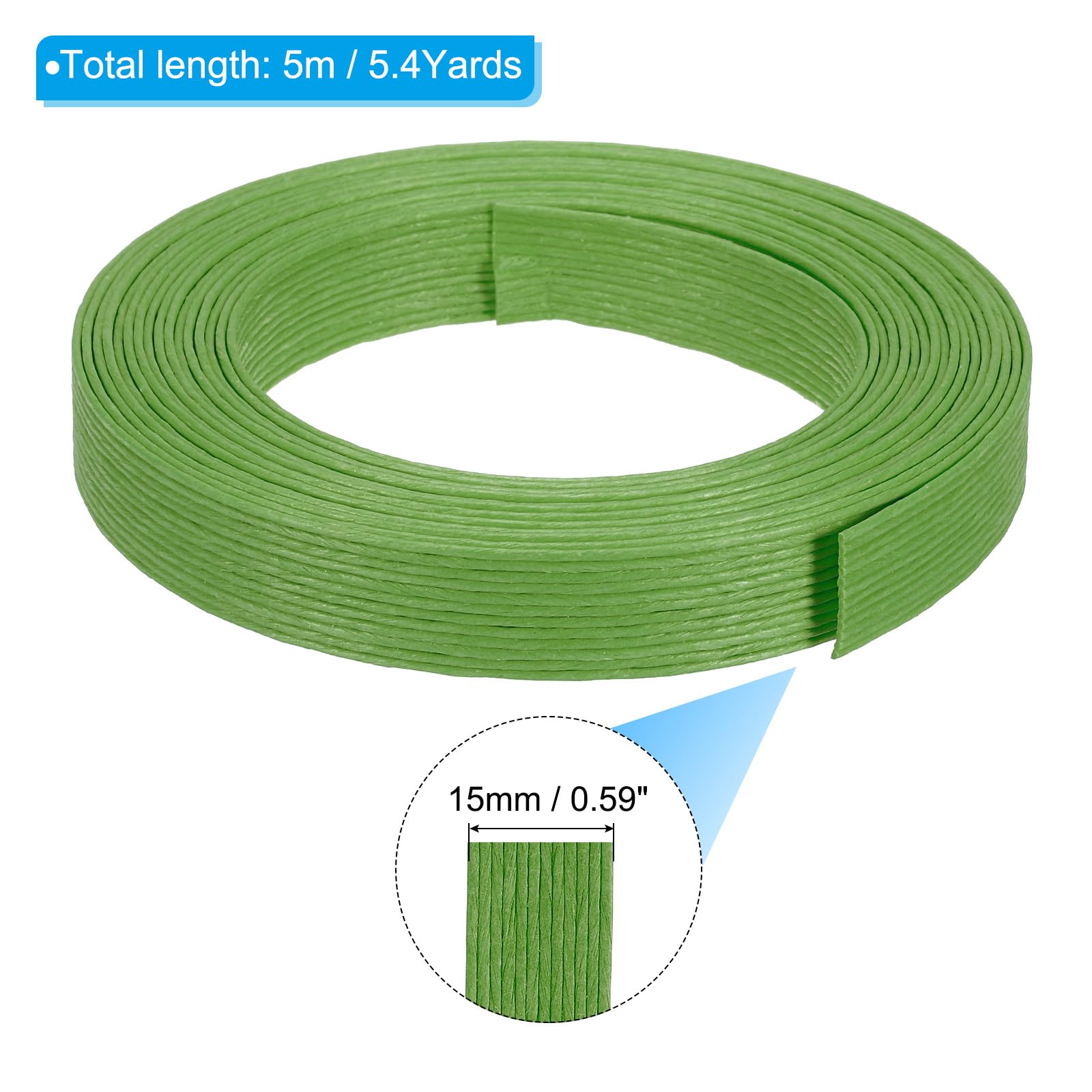 PATIKIL 5.4 Yards x 0.6" Paper Rattan Weaving Cane, 12-Ply Paper Rattan Weave Basket Weaving Supplies for DIY Rattan Woven Making Green - Image 2
