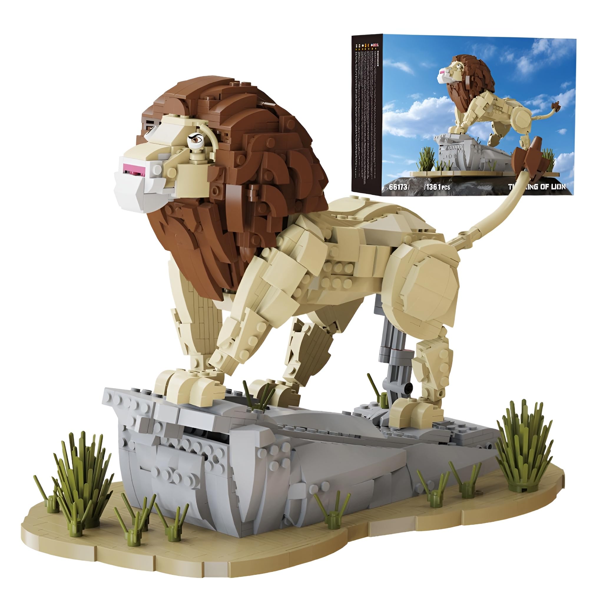 MirthMakers The King of Lion Building Set — 1361PCS Jungle Animals Bricks Kit, Collectible Figurine Blocks Model, Home Decor for Adults and Teen, Birthday Gift for Anime Fans — image 1