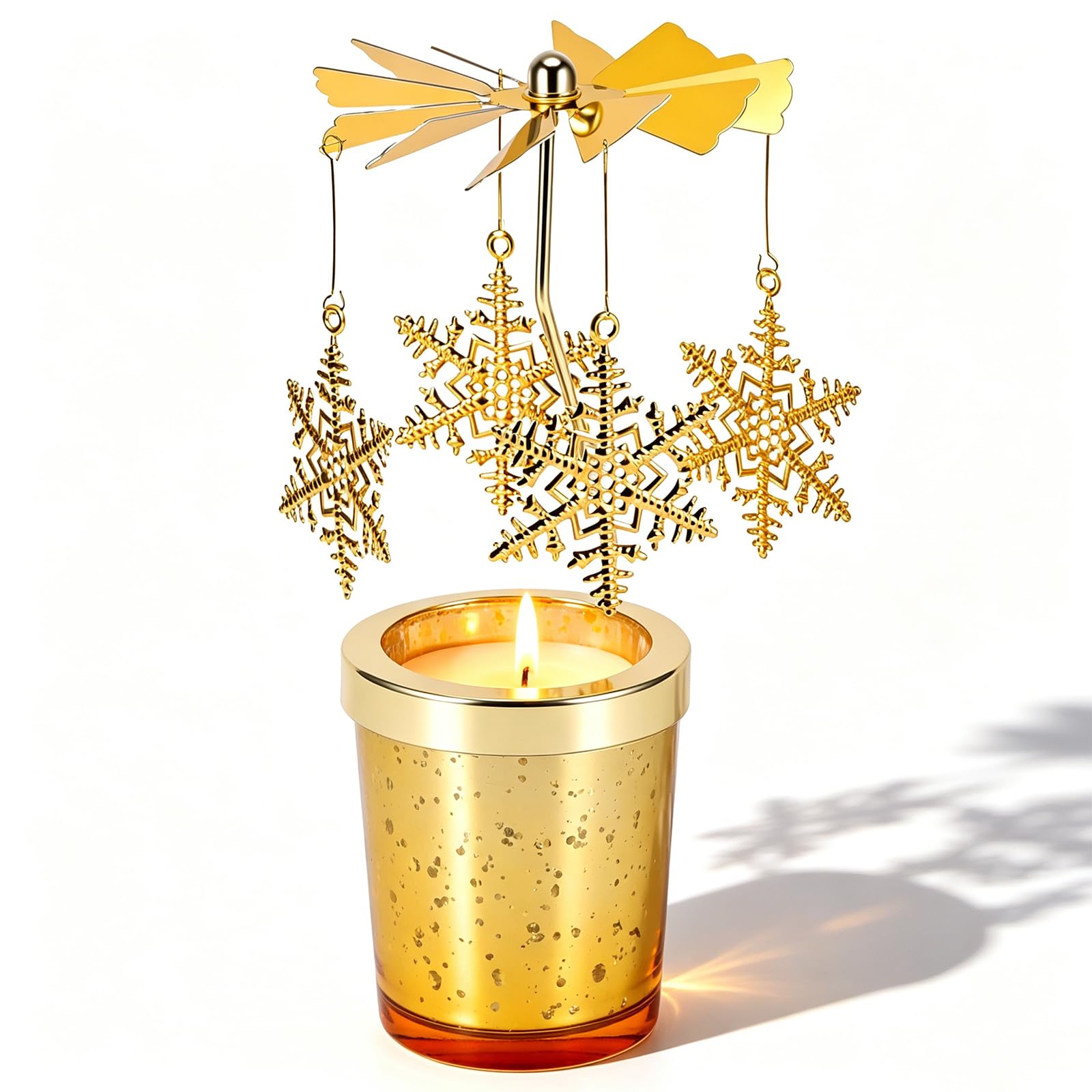 Snowflake Tea Light Holder with Spinning, Gifts for Women Wife Girlfriend