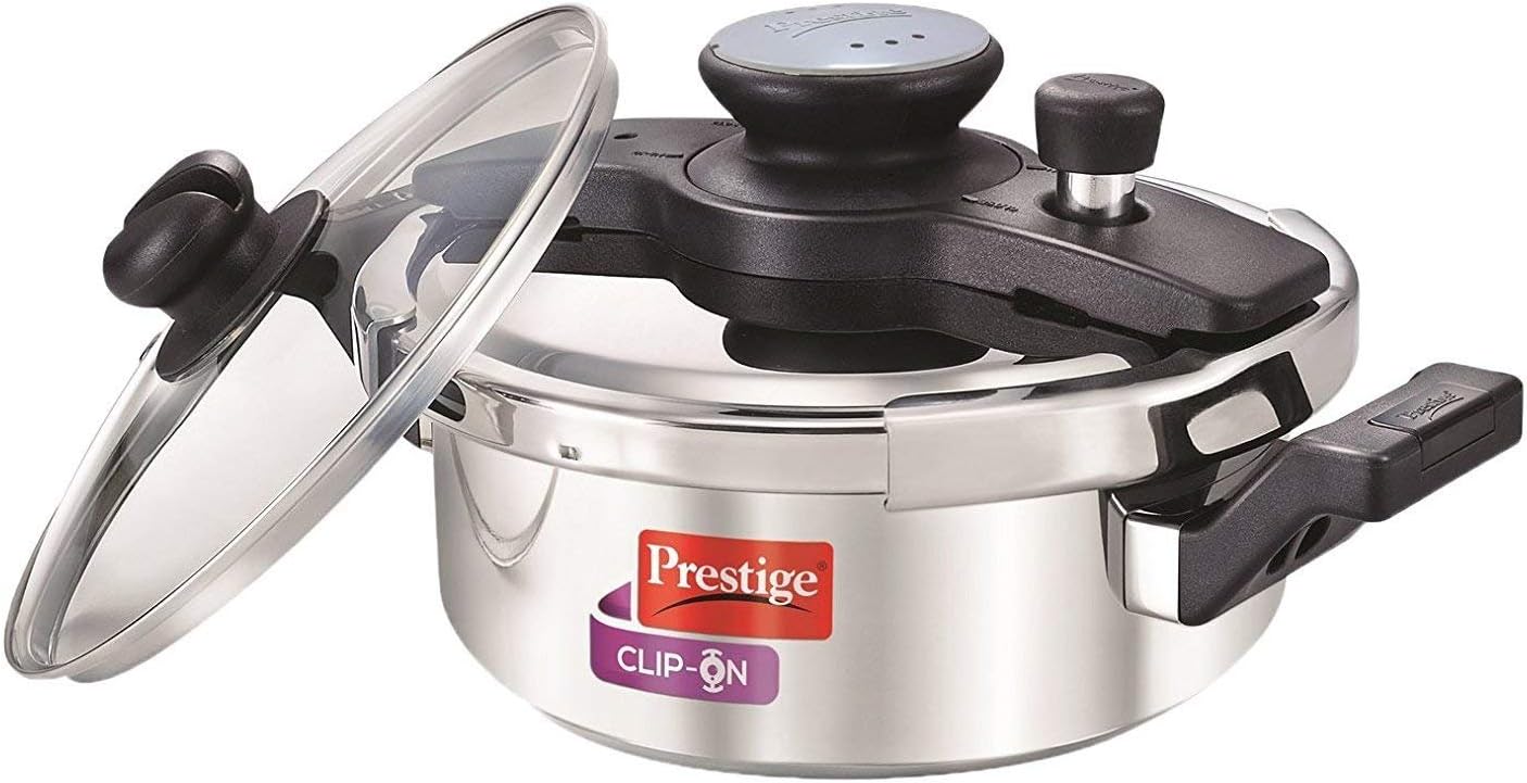 Prestige Clip On Stainless Steel Pressure Cooker with Glass Lid (3 LITERS)