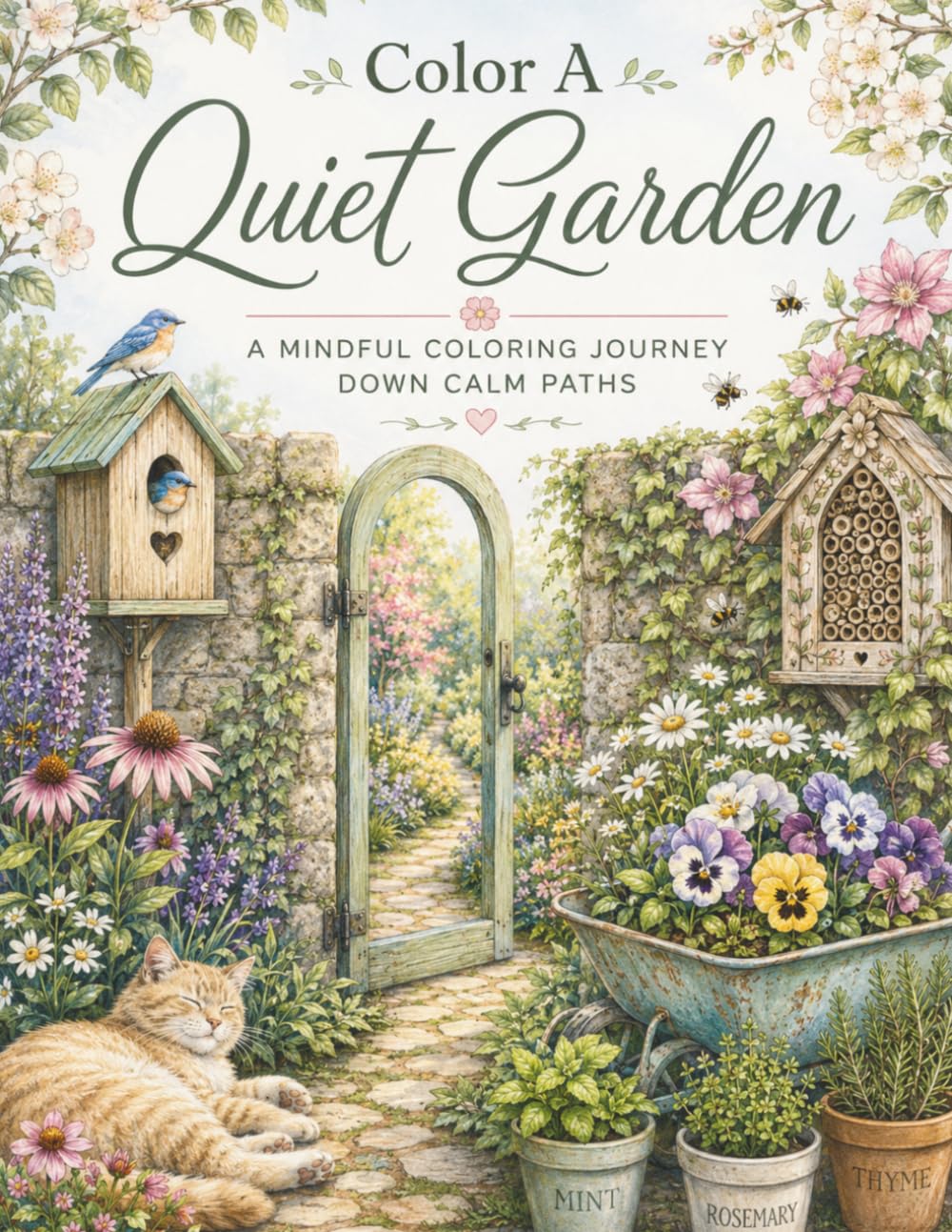 Color A Quiet Garden: A Mindful Coloring Journey Down Calm Paths (The Quiet Coloring Series - Color in Nature for Relaxation)