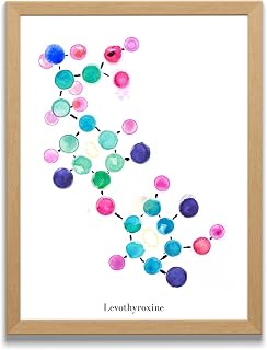 Levothyroxine Molecule Art, Endocrinology Wall Decor Doctor and Nurse Gift, Fine Art Print (5x7 in)